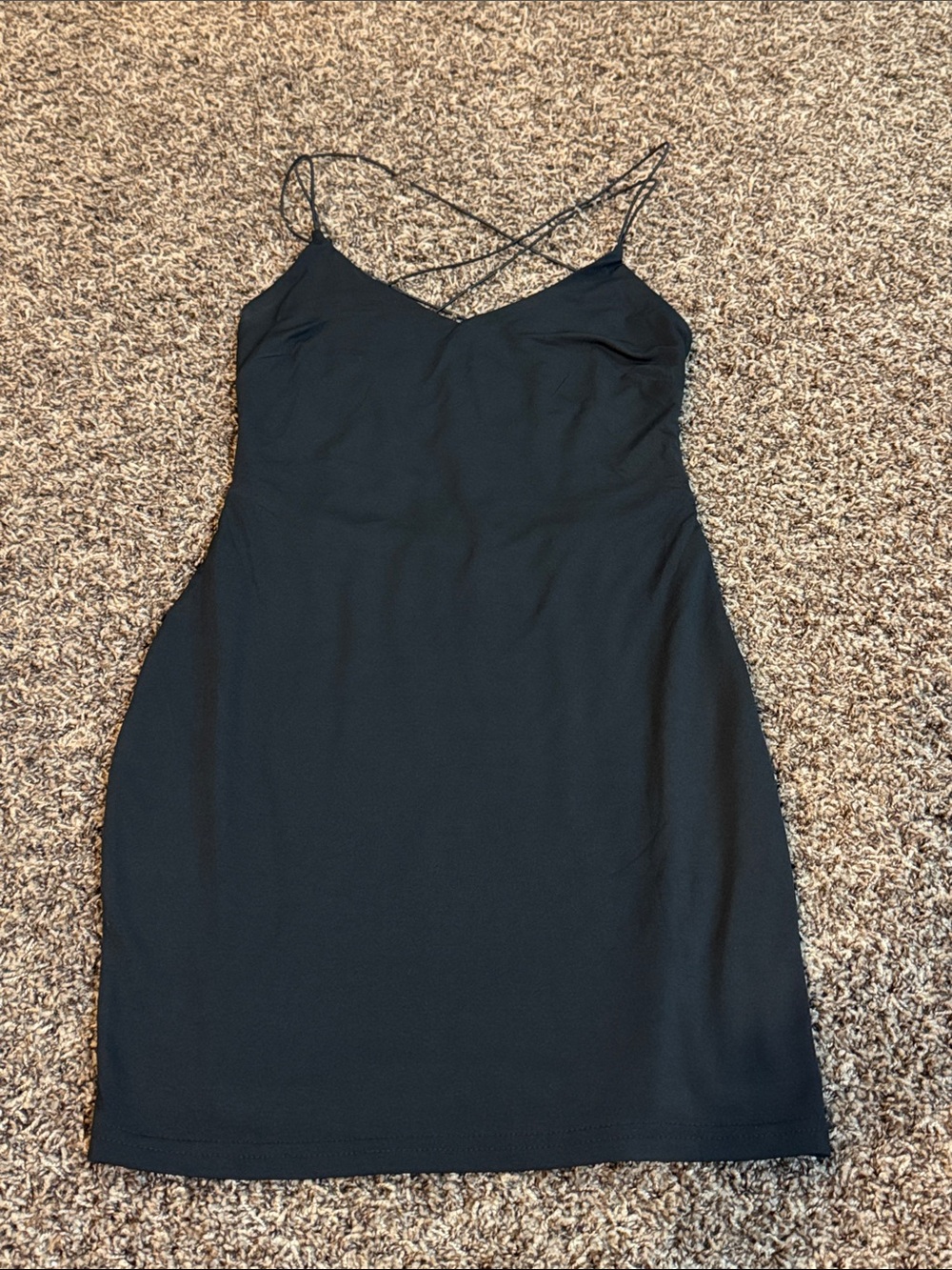 Minimal Black Mini Slip Dress with Crisscross Straps